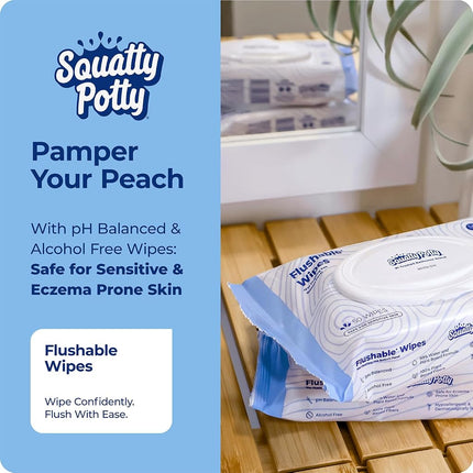 Squatty Potty Flushable Wipes - 6 Packs of 50 (150 Total Wet Wipes)