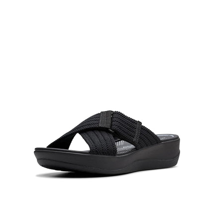 Clarks Women's Arla Wave Slide Sandal, Black Texti