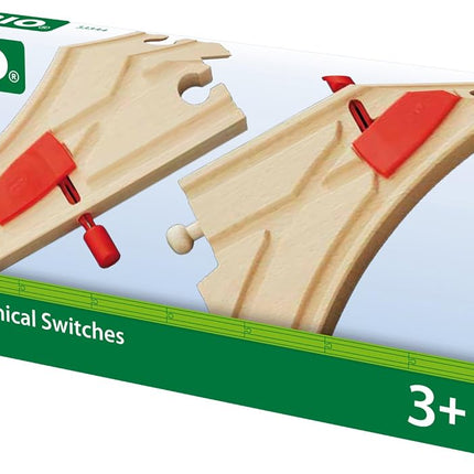 BRIO 33344 Mechanical Switches Wooden Train Track for Kids Age 3 Years Up - Compatible with all BRIO Railway Sets & Accessories, Multicoloured