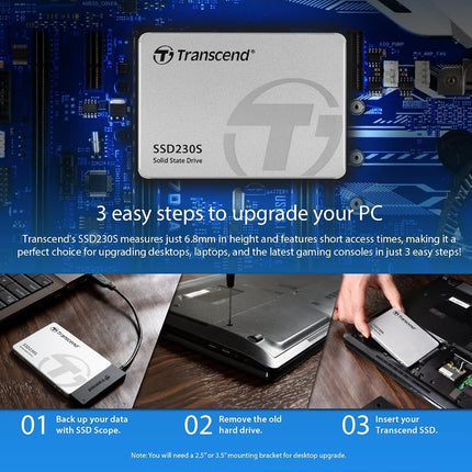 Transcend SSD230S 4TB SATA III 6Gb/s SSD, Read/Write up to 560/520 mb/s with DRAM Cache TS4TSSD230S