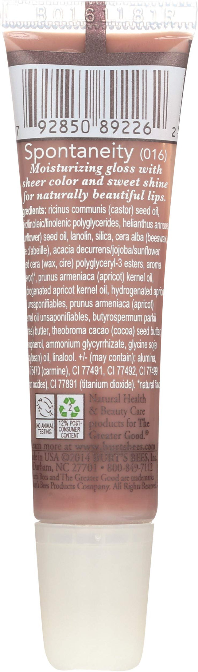Brillo de labios Spontaneity de Burts Bees número 016, 0.5 oz
