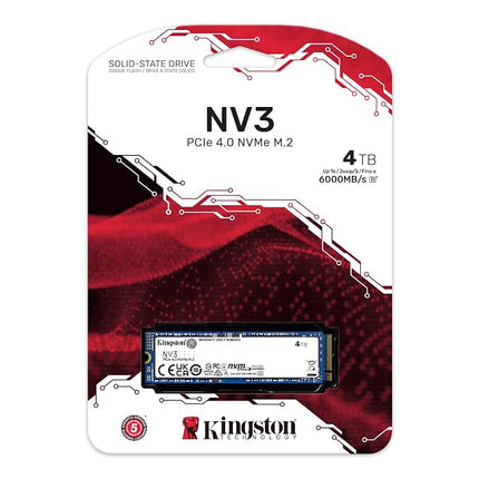 Kingston NV3 NVMe PCIe 4.0 Internal SSD 4TB M.2 2280-SNV3S/4000G