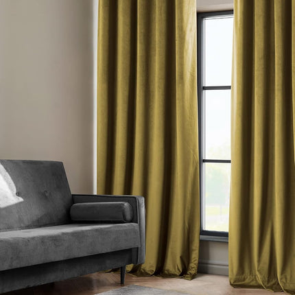 HPD Half Price Drapes Heritage Plush Velvet Curtains 108 Inches Long Room Darkening Curtains for Bedroom & Living Room 50W x 108L, (1 Panel), Peat Green