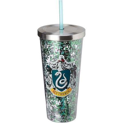 Spoontiques 21316 Slytherin Glitter Cup w/Straw, 2