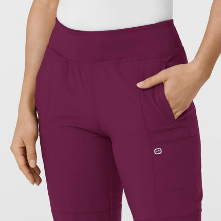 WonderWink Women's Comfort Waist Cargo Jogger Pant, Wine, Small