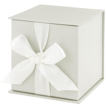 Hallmark Small Gift Box with Bow and Shredded Paper Fill (Cream White 4 inch Gift Box) for Weddings, Bridal Showers, Graduations, Birthdays, Bridesmaids Gifts, All Occasion