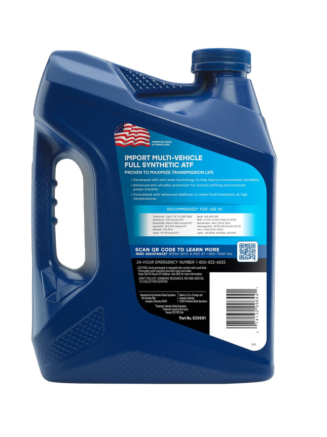 Huile de transmission automatique entièrement synthétique Valvoline Import Multi-Vehicle (ATF) 1 gallon