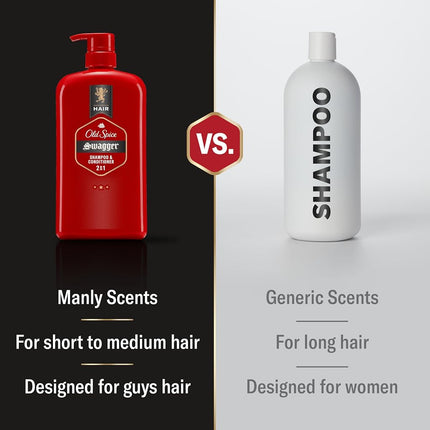 Old Spice Swagger 2-in-1 Shampoo and Conditioner for Men, 29.2 Fl Oz (Pack of 2)