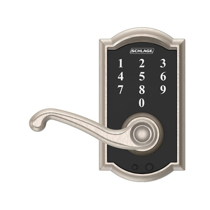 Schlage Touch Electronic Lock, Lever Handle, Camelot Trim, Satin Nickel