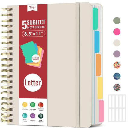 Taja Spiral Notebooks for Work 5 Subject Notebook 