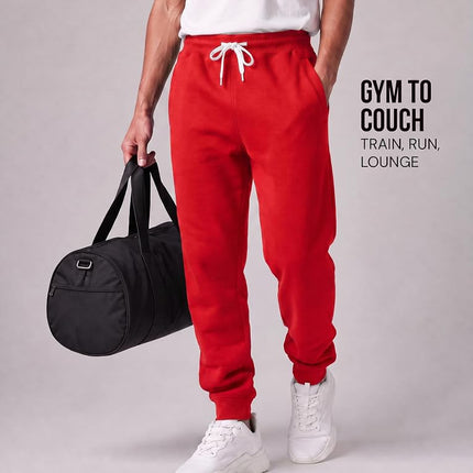 Southpole Men's 1570 Basic Active Fleece Jogger Sweatpants, Red (A), Large