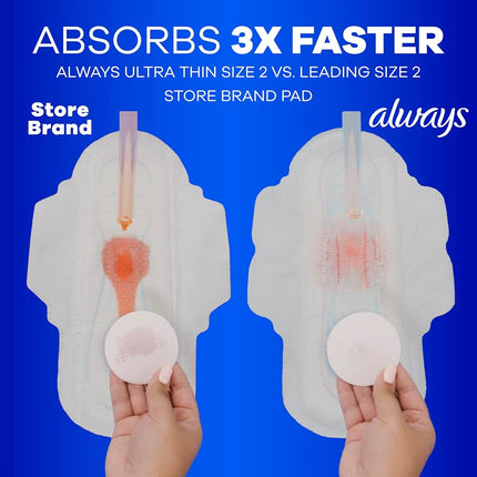 Always Ultra Thin Feminine Pads for Women, Size 3, Extra Long, Super Absorbency, with Wings, Unscented, 28 Count - Pack of 3 (84 Count Total)