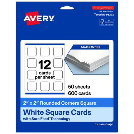 Avery Printable Square Cards with Rounded Corners,