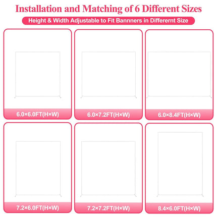 Wokceer Wedding Arch Backdrop Stand Square 7.2 x 7.2 FT White Metal Backdrop Stand Balloon Arch Frame for Wedding Birthday Party Garden Arbor Anniversary Event Decor