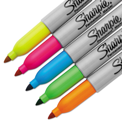 Rotulador permanente Sharpie fino de neón - Colores surtidos, paquete de 5