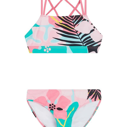 Kanu Surf Traje de baño de dos piezas para niñas, Aria Beach Sport UPF 50+, mini tankini, color coral, talla 10