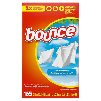 Bounce Dryer Sheets, 330 count, Outdoor Fresh Scent, Fabric Softener Sheets, Reduces Static, Softens and Fights Wrinkles