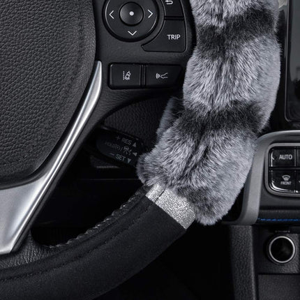 BDK Auto SW-2431-GR: Two-Tone Fur Steering Wheel Cover