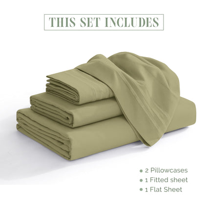 Elegant Comfort Luxury 1500 Premium Hotel Quality Microfiber 4-Piece Sheet Set - Soft, All Around Elastic 18-24 Inches Deep Fitted Sheet - Extra Deep Pocket Sheets, Full, Sage/Green