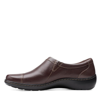 Clarks Women's Cora Giny Loafer, Dark Brown Tumbled Smooth Lea, 8 UK