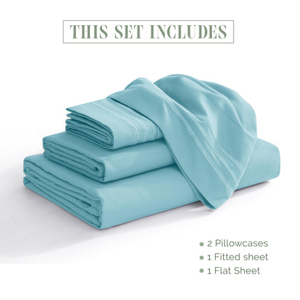 Elegant Comfort Luxurious 1500 Premium Hotel Quality Microfiber 4-Piece Sheet Set, 18-24 Inches Deep - Extra Deep Pocket Sheets - Ultra Soft 4PC Deep Pocket Sheets, King, Aqua Blue