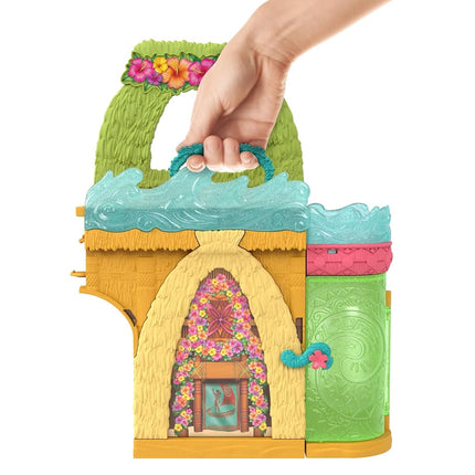 Juguetes Disney Princess de Mattel, Casa de muñecas apilable Moana Storytime con la pequeña muñeca Moana, 1 amigo animal y 9 accesorios, inspirada en la película de Disney, JDP58