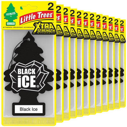 LITTLE TREES Black Ice Car Air Freshener, 24 Xtra 