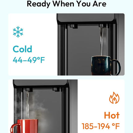 Euhomy Hot & Cold Water Dispenser, Top Loading Water Dispenser for 3 or 5 Gallon Bottles, Top Loading Hot & Cold Water Dispenser with Child Safety Lock, for Office, Home