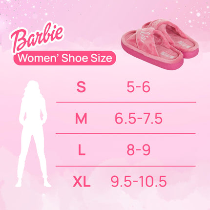 Pantuflas Barbie Extra Cozy Fuzzy de meter para mujer, color rosa intenso, talla M
