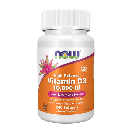 NOW Supplements, Vitamin D-3 10,000 IU Softgels, V
