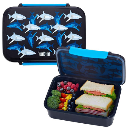 Wildkin Reusable Food Container for Boys and Girls- BPA-Free, Leak Resistant, Kid-Friendly with Removable Insert and Easy Open/Close Clasps, Airtight and Dishwasher Safe (Sharks)