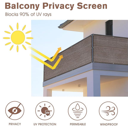 SUNNY GUARD 2.5' x 6' Balcony Privacy Screen, HDPE Patio Railing Cover Fence