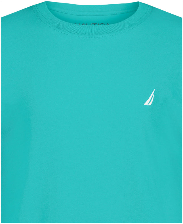 Camiseta de cuello redondo de manga corta sólida para niños Nautica, suave, cómoda, ajuste relajado, color cerámica, talla 8