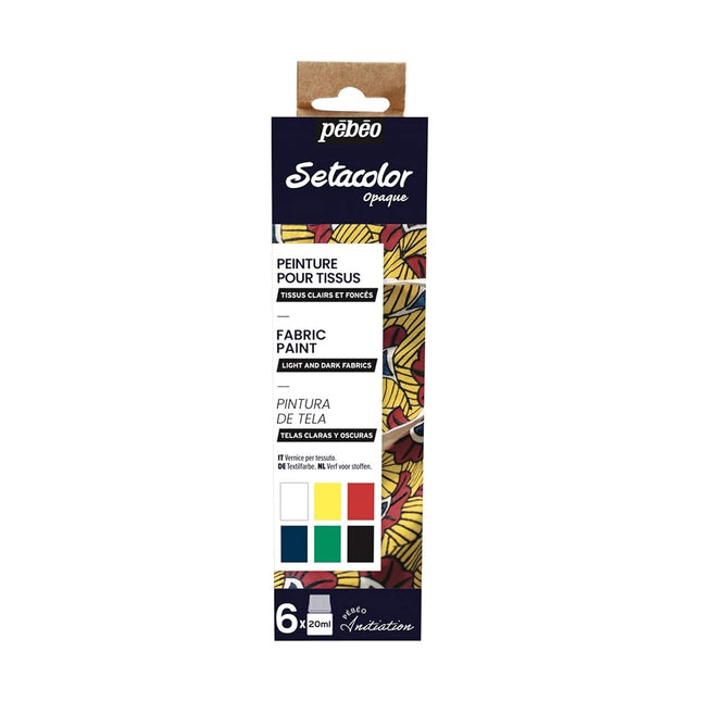 Pebeo Setacolor Opaque Fabric Matt Paint Set, Assorted Colors (6 x 20 ml)
