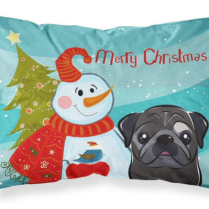 Caroline's Treasures BB1883PILLOWCASE Housse d'oreiller standard en tissu bonhomme de neige avec carlin noir, grande, multicolore