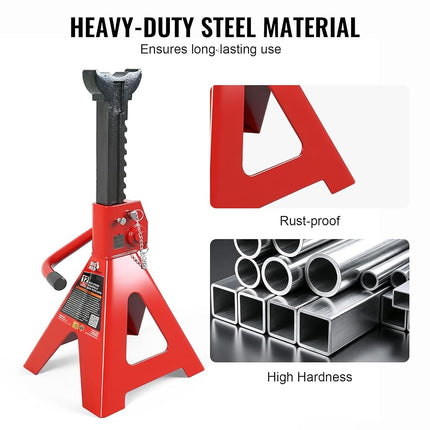BIG RED T46202 Torin Steel Jack Stands: 6 Ton (12,000 lb) Capacity, Red, 1 Pair