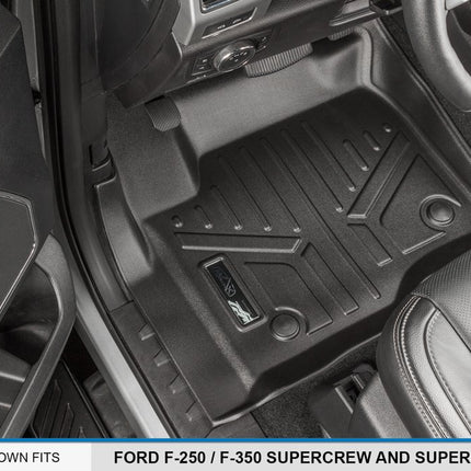 SMARTLINER SA0246/B0246 para F-250/F-350 Super Duty Crew Cab con asientos individuales en la 1.ª fila Alfombrillas Revestimiento Negro