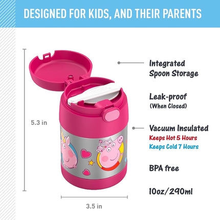 Thermos FUNTAINER, Bouteille alimentaire isotherme, 295 ml, Boîte repas enfant avec cuillère pliable, Peppa Pig