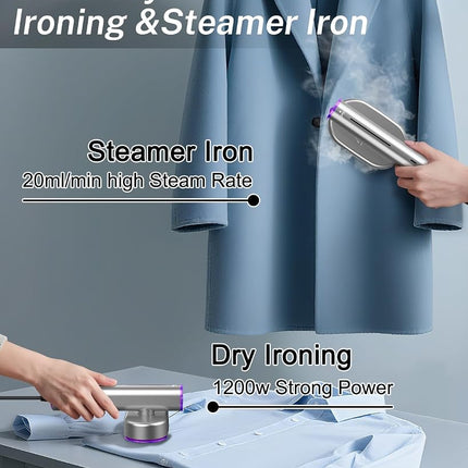 Steamer Clothes,Travel Portable Handheld Mini Clothes Steamer & lron 2 In 1 Fast 10s Heat-Up.Garment steamer lron,Rotatable Broad 1200W Effortless for Travel Office Home 110-120V Purple (purple01)