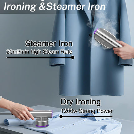 Steamer Clothes,Travel Portable Handheld Mini Clothes Steamer & lron 2 In 1 Fast 10s Heat-Up.Garment steamer lron,Rotatable Broad 1200W Effortless for Travel Office Home 110-120V Purple (purple01)