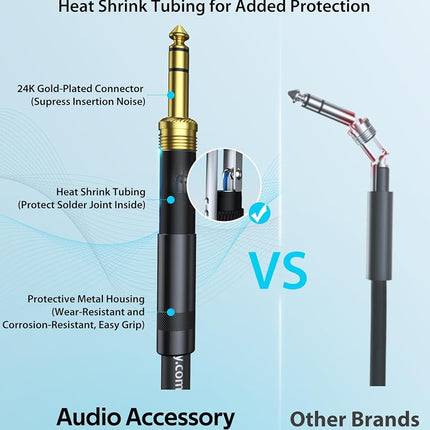 AA AUDIO ACCESSORY XLR Male to 1/4 Cable with XLR Female to Female Adapter Bundle, Rean Connectors from Neutrik, Kevlar-Reinforced Nylon Braided TRS Cable, Balanced Quarter Inch Cord, 25ft, OFC