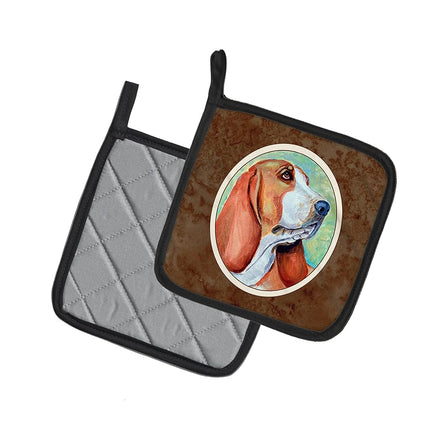 Caroline's Treasures Basset Hound Pair of Pot Holders 7227PTHD, Fabric, Multicolor
