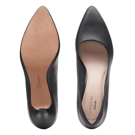 Clarks Women's Linvale Jerica Pump, Black Leather, 6 UK Wide