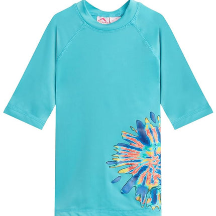 Kanu Surf Girls' Karlie UPF 50+ Sun Protective Rashguard Swim Shirt, Camille Aqua, 14-16