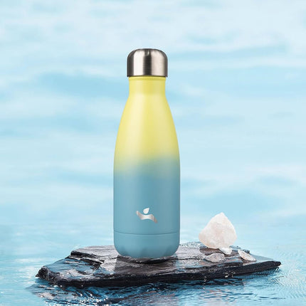 Konokyo Insulated Water Bottles,12oz Double Wall Stainless Steel Vacumm Metal Flask for Sports Travel,Sandy Beach