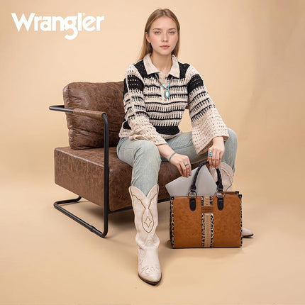 Sac à bandoulière tissé léopard Wrangler pour femme, petit marron miel avec sangle de guitare, taille unique