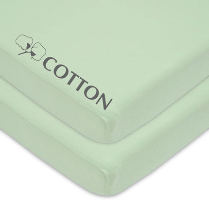 American Baby Company Lot de 2 draps-housses en jersey 100 % coton naturel pour parc de jeu Pack N Play, couleur céleri, doux et respirant, pour garçons et filles