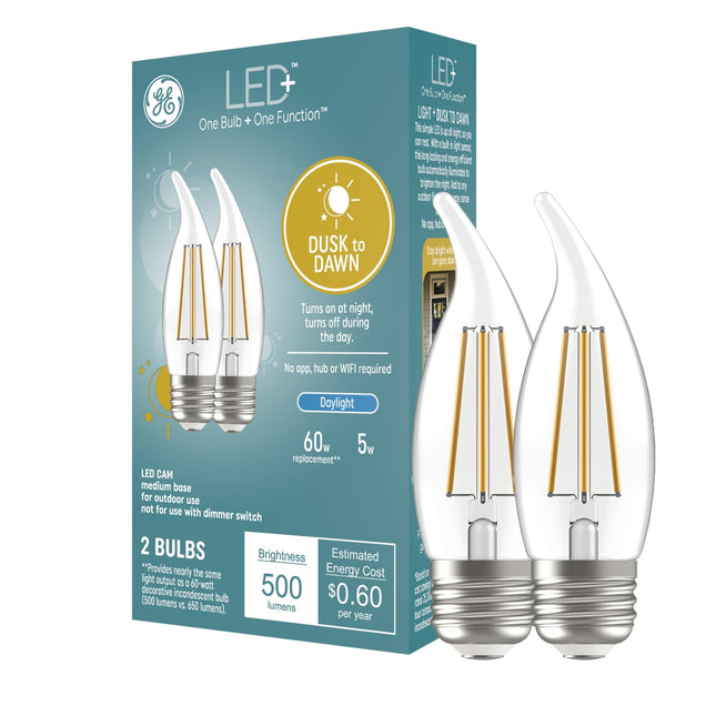 GE LED+ CA11 Dusk to Dawn LED Light Bulbs, Automat