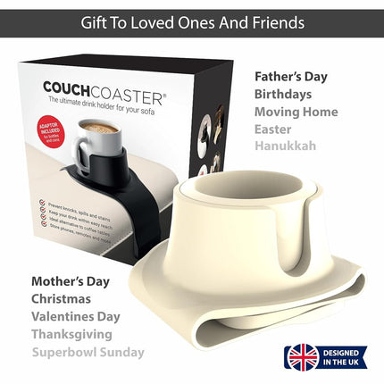 CouchCoaster - The Ultimate Drink Holder for Your Sofa, Cool Cream