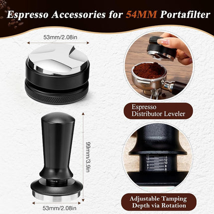 7 PCS Espresso Accessories Kit 54mm Espresso Tamper Coffee WDT Tool